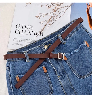 JM# Fashion Nonporous Square Buckle Versatile Wild Leather Belt