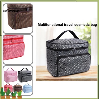 ST Polyester Makeup Container Pouch Skincare Women Shaving Toiletry Bag with Mirror for Travel