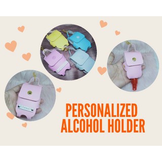∏✔✼Personalized leather Alcohol holder for gifts&souvenir FREE!!! name and 50ml spray bottle
