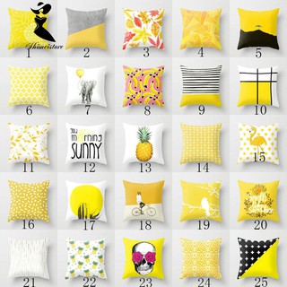 【COD】shimei Pineapple Leaf Yellow Pillow Case Sofa Car Waist Throw Cushion Cover Home Decor