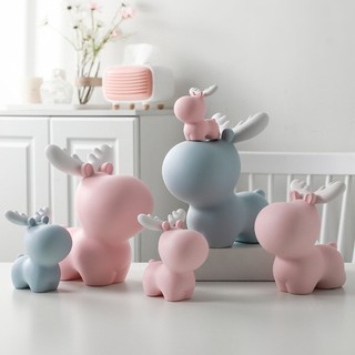 Fawn Statues Piggy Bank Resin Decorative Ornaments Home Decor Modern Cute Cartoon Decoration Toys for Living Room Office