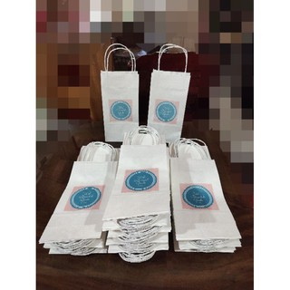Personalized White Kraft Paper Bag W/Handle 50pcs