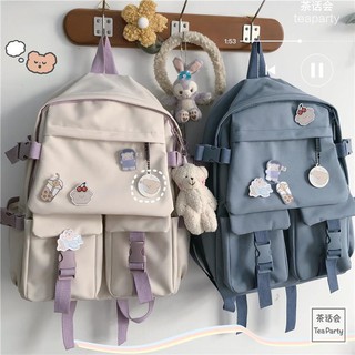 Korean version of ins wind tooling girl backpack Japanese Harajuku vintage high school student bag female travel