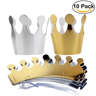 10PCS Birthday Party Paper Golden Crown Hat Cake Hat Party Supplies