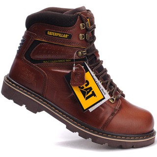 【Ready Stock】Caterpilar Boots Men Outdoor Work Boots Soft Toe Boots Genuine Leather Size(38-46)