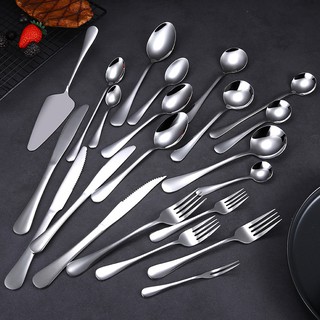 Silver Stainless Steel Cutlery Soup Service Fork Coffee Spoon Steak Knife Tableware Western Dinner Spoon
