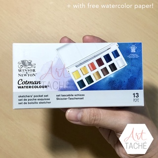 Winsor & Newton Cotman Water Colour Paint Sketchers' Pocket Box (Half Pans, 14-Pieces)
