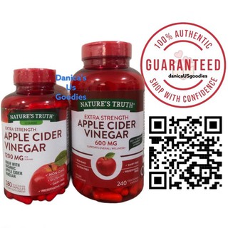 Nature's Truth Apple Cider Vinegar 1200mg (180 Capsules) or 600mg (240 Capsules)