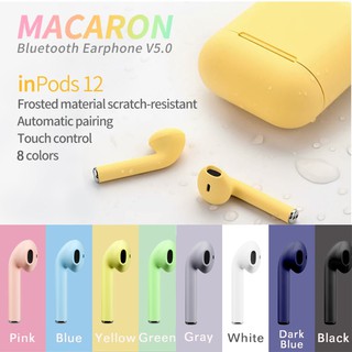 Macaron inPods Bluetooth Earphone 5.0 Wireless Headphones inpods 12 Sports Headset with mic JXGUO