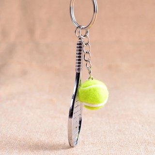 PEWANY for Teenager Tennis Racket Keychain Souvenir Mini Keychain Sports Key Chain Cute Simulation Car Key Chain Key Rings 6 color for Gifts Tennis Ball/Multicolor (4)