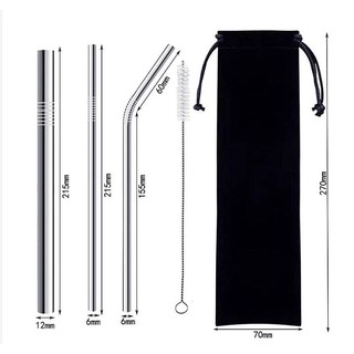 【KITCHEN】4pcs stainless steel metal drinking straws straight bent set reusable
