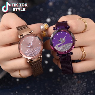 Fashion Women Starry Watch Magnetic Buckle Stainless Steel Quartz Watch (3)