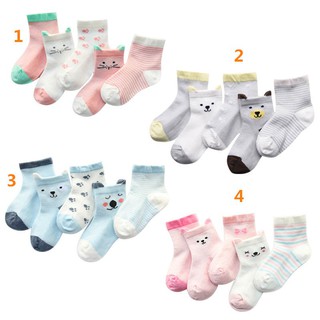 5 Pair/set Baby Anti-slip Socks Kids Cotton Cartoon Socks