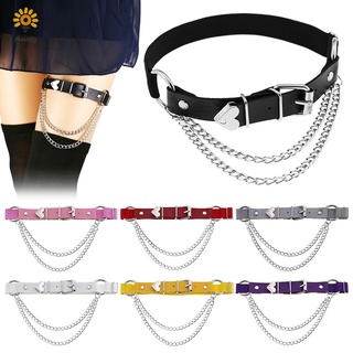 MELODG Fashion Garter Belt Punk Tight Suspender Strap Leg Harness Heart Women Elasticity PU Leather Body Harness/Multicolor
