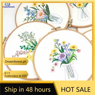 【DIY】DF Flower Embroidery Kit Handcraft Needlework Cross Stitch Kit Cotton Embroidery Painting Embroidery Hoop