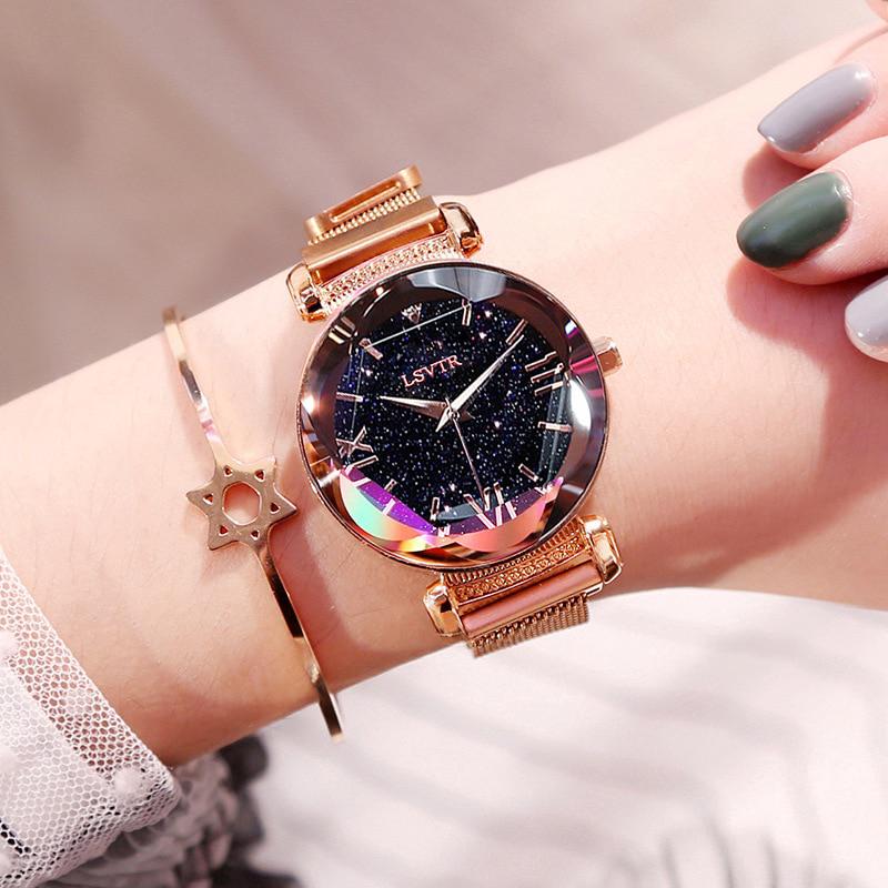 Luxury Brand Fashion Elegant Magnet Buckle Rose Gold Bracelet Watches iwXo