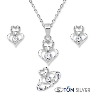 Tom Silver 92.5 Italy Sterling Silver Double Heart Ladies Set TSSL077