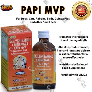 120ml Papi Multivitamins MVP with Vit D3 Food Supplement For Household Pets (Dogs, Cats, Rabbits, Fe