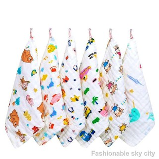 baby towel⊙✲₪【Children towel】 Six-layer high-density pure cotton square towel All-cotton small Infan