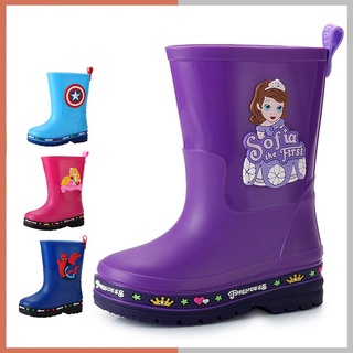 Disney Children Cartoon Rain Boots Marvel Anti-Skid Rain Boots Spiderman JgM1