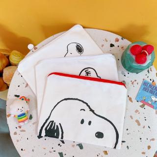 Ins Japanese Korean Simple Little Poodle Canvas Cosmetic Bag
