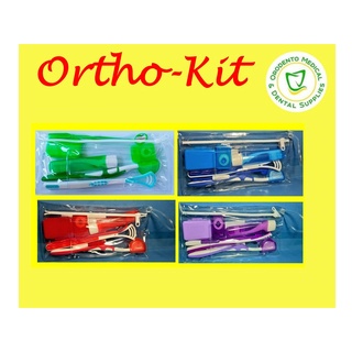 Ortho Kit Pouch green,blue,red,voilet * 1- Orthobrush w/ cap * 1- Orthobrush * 1- Dental Mi