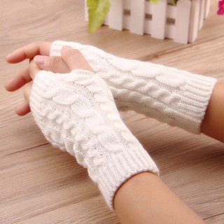 Fashion Unisex Knitted Fingerless Winter Gloves Soft Warm Mitten Solid (2)