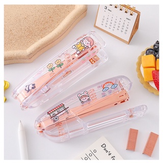 Rosegold Stapler Acrylic Body and Staples School Stationery Home Office Paper Binding Tacking manual (1)