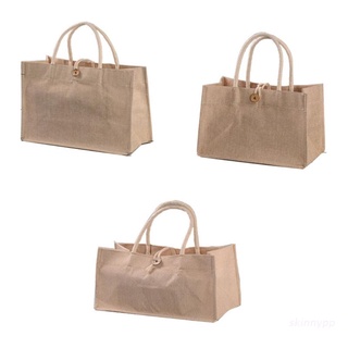 skin Jute Tote Bags Burlap Handbag Reusable Beach Shopping Grocery Bag with Handle Large Capacity Gift Bag