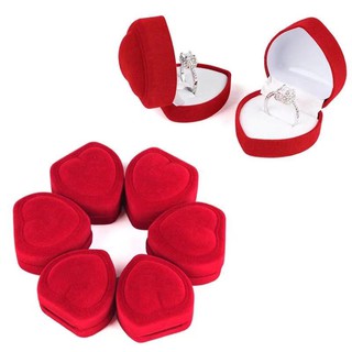 Red Heart Shaped Velvet Ring Box Jewelry Display Organizer Holder Storage Case