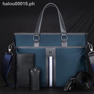 ready stock▲Boutique men s bag A4 business handbag casual diagonal bag computer bag waterproof Oxford cloth backpack shoulder briefcase