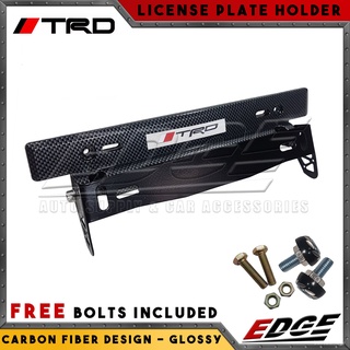 License Plate Holder - Glossy - TRD - w/ bolts // universal adjustable car supply carbon fiber style