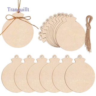 tranquillt Unfinished Christmas Wooden Ornaments Set, 40 Pieces Natural Wood Slices, 40 Pieces Bells and 6 Color Pens for DIY Crafts Christmas Tree, Gift Decorations