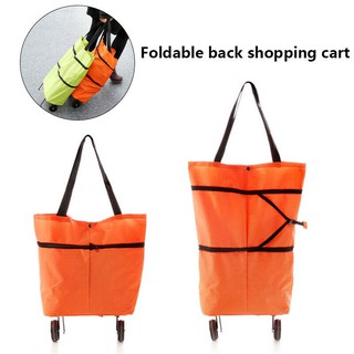 Foldable Shopping Bag Trolley Grocery Shopper Bag Lightweight Foldable with 2 Wheels