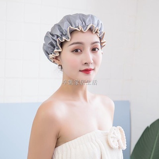 Double Layer Waterproof Thicken Adult Female Cute Kitchen Anti-Oil Hood Bath Cap