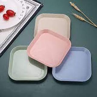 Food Staples♕✁Square Lightweight Wheat Straw Plates Deep Dinner Dishes Camping Dinnerware for Servin