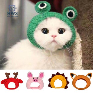 【Ready Stock】♤Hand Knitted Pet Hats Cartoon Shaped Warm Cat Dog Cap Festival Party Accessories