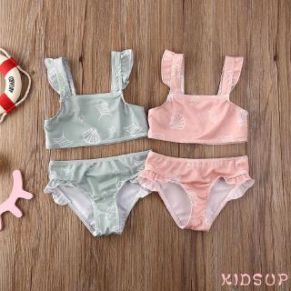 ✿KIDSUP✿2PCS Summer Kids Baby Girls Ruffle Bikini Set Swimwear Swimsuit Bathing Suit