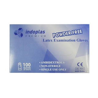 Indoplas Powder Free Examination Latex Gloves Box of 100 (Medium) (4)