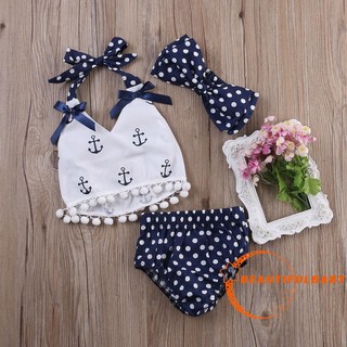 UEB-Cute Baby Girls Clothes Anchors Tops+Polka Dot (7)