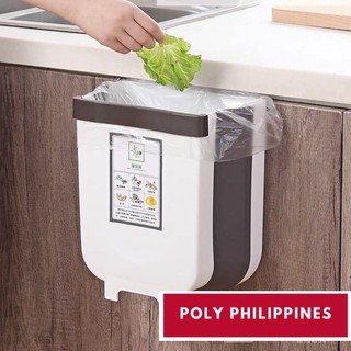 POLY Hanging Foldable Wall Mounted Trash Can Large Opening Space Saver Dust Bin with Sticker