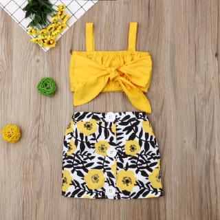 ♛loveyourself1♛-Toddler Kids Baby Girl Clothes Crop Vest Tops Skirt Set