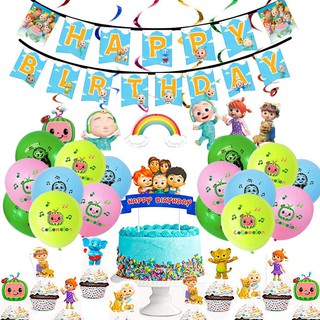 Cartoon Cocomelon Theme Children's kids Birthday Party Needs Decoration Disposable Tableware Supplies