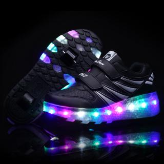 JAYER Two Wheels Luminous Sneakers Blue Pink Led Light Roller Skate for Children Kids Led Shoes Boys Girls Shoes Light