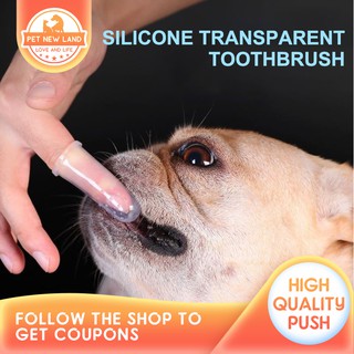 Pet New Land Pet toothbrush Transparent silicone finger toothbrush dog teeth cleaning finger cover