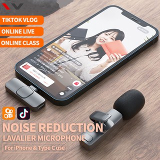 Wireless Noise Cancelling MIcrophone Lavalier mini mic for TIKTOK Vlog/Online live use support for iPhone and type C use