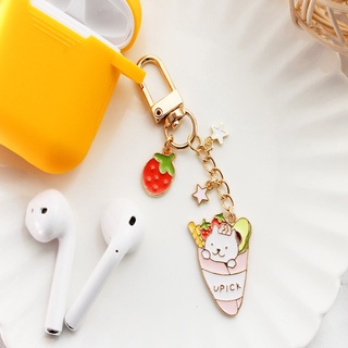 Yellow dream/ Handmade strawberry and cat key chain/ Cute key ring/ Accessory/ Jewelry/ Korean design/ key chain/ key ring (7)
