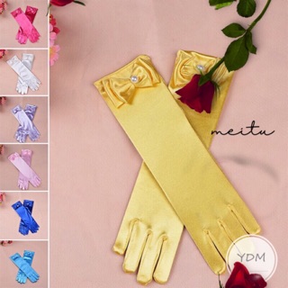 gloves satin pair for kids Long Style Satin Kids Girls Gloves for Party Wedding Performance Gloves