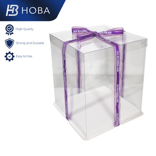 Hoba Square cake Box Transparent Birthday Gift Acetate clear cake box Plastic Rectangle Cake