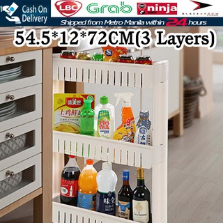 【Fast Delivery】Gap Kitchen Storage Rack Shelf Movable 3 Layer Organizer Bathroom Spice Holder Rack